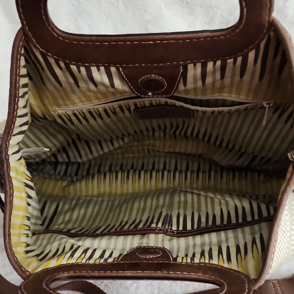 Fossil Vintage Beige and Brown Shoulder Bag Purse